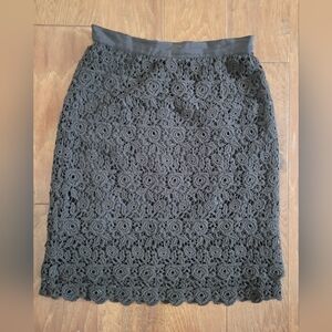 Elevenses Black Floral Lace Pencil Skirt, 0